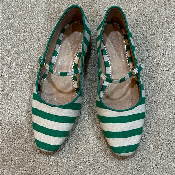 Boden Penelope Mary Jane Flat Rich Emerald Stripe 38/7 - Picture 5 of 13